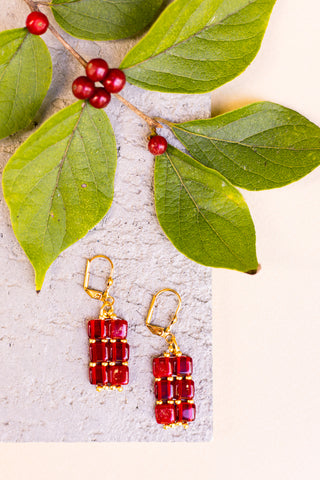 Ruby Tile Earrings